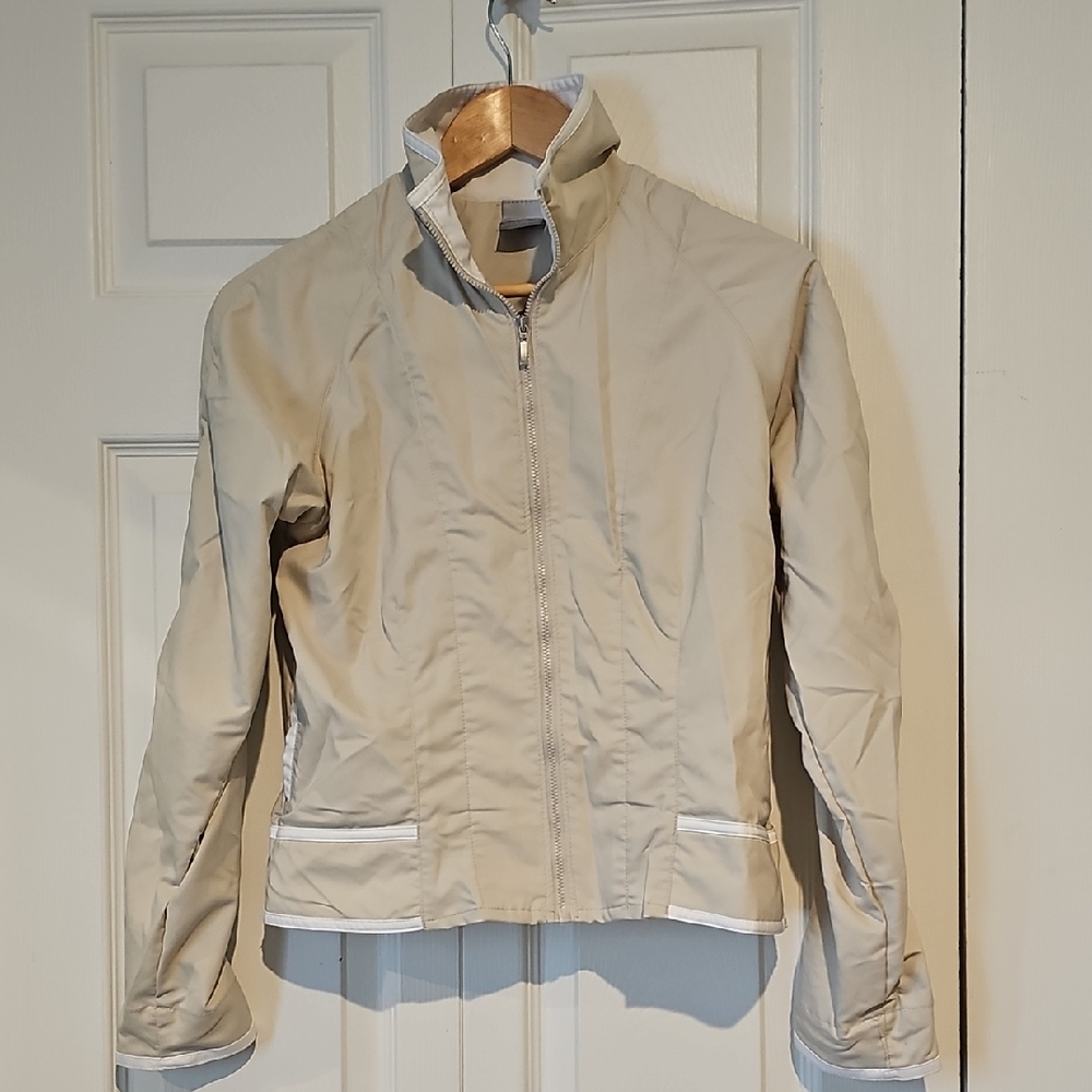 Vintage Early 2000s Nike Beige Full-Zip Jacket – Made in Philippines, Size S - Picture 1 of 5